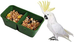 2-in-1 double trough bird seed food feeding dish water feeder bowl for parrot macaw african greys budgies parakeet cockatiel conure canary finch cage