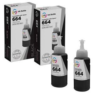 ld products compatible ink bottle replacement for epson 664 t664120 high yield (black, 2-pack)