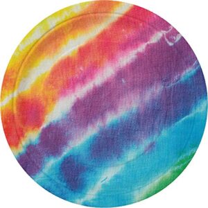 unique tie dye round dinner paper plates, 9", multicolor