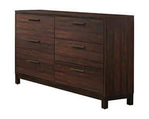 coaster home furnishings edmonton dresser with six dovetail drawers rustic tobacco and dark bronze