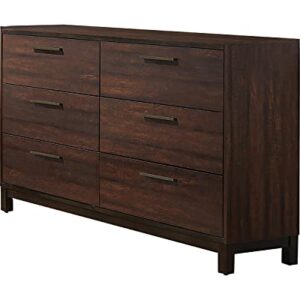 Coaster Home Furnishings Edmonton Dresser with Six Dovetail Drawers Rustic Tobacco and Dark Bronze