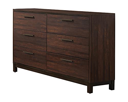 Coaster Home Furnishings Edmonton Dresser with Six Dovetail Drawers Rustic Tobacco and Dark Bronze