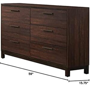 Coaster Home Furnishings Edmonton Dresser with Six Dovetail Drawers Rustic Tobacco and Dark Bronze