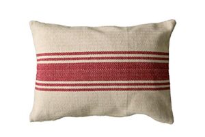 creative co-op cotton canvas red stripe pillow (pack of 1)