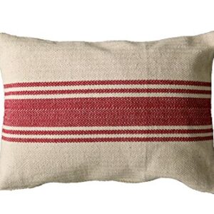 Creative Co-Op Cotton Canvas Red Stripe Pillow (Pack of 1)