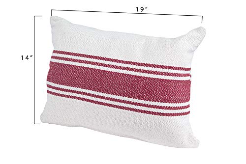 Creative Co-Op Cotton Canvas Red Stripe Pillow (Pack of 1)