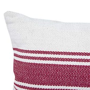 Creative Co-Op Cotton Canvas Red Stripe Pillow (Pack of 1)