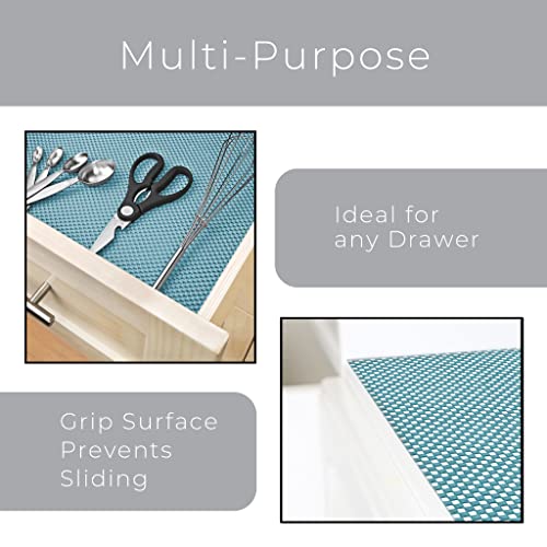 Smart Design Premium Grip Shelf Liner - 18 Inch x 8 Feet - Non Adhesive, Strong Grip Bottom, Easy Clean Kitchen Drawer, Cabinet, Cupboard Dresser Protector Cover, Non Slip Rubber Mat - Teal Blue