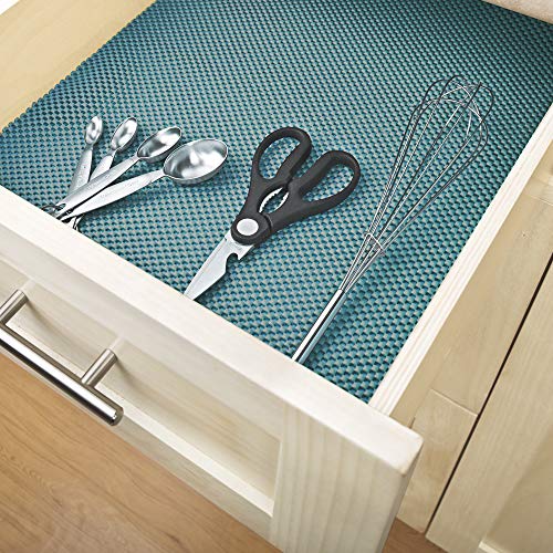 Smart Design Premium Grip Shelf Liner - 18 Inch x 8 Feet - Non Adhesive, Strong Grip Bottom, Easy Clean Kitchen Drawer, Cabinet, Cupboard Dresser Protector Cover, Non Slip Rubber Mat - Teal Blue