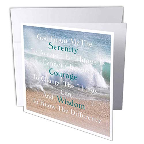 3dRose Image of Serenity Prayer On Calm Beach and Waves Photo - Greeting Card, 6" x 6", Single (gc_237479_5)