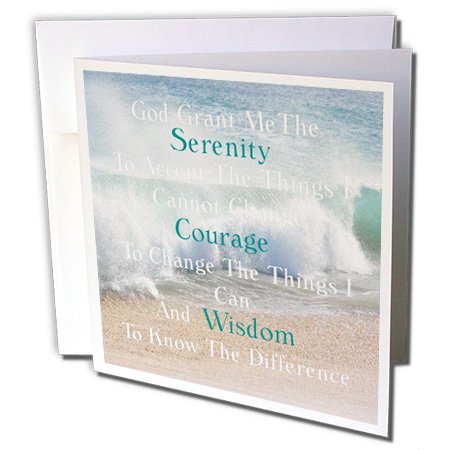 3dRose Image of Serenity Prayer On Calm Beach and Waves Photo - Greeting Card, 6" x 6", Single (gc_237479_5)