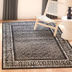 safavieh adirondack collection area rug - 4' square, black & silver, distressed design, non-shedding & easy care, ideal for high traffic areas in living room, bedroom (adr110a)