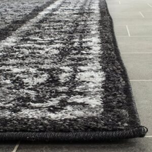 SAFAVIEH Adirondack Collection Area Rug - 4' Square, Black & Silver, Distressed Design, Non-Shedding & Easy Care, Ideal for High Traffic Areas in Living Room, Bedroom (ADR110A)