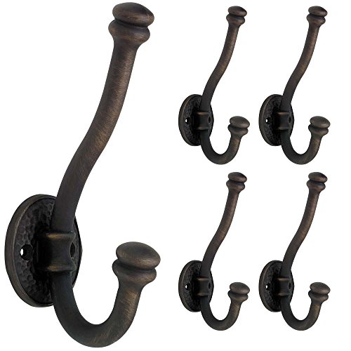 Franklin Brass Hammered Hook Wall Hooks 5-Pack, Oil Rubbed Bronze, FBHAMH5-OB2-C , Oil-Rubbed Bronze