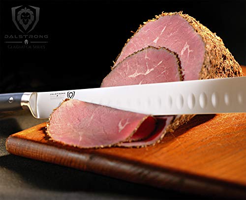 Dalstrong Slicing Knife - 12 inch - Gladiator Series Elite - Granton Edge - Forged High-Carbon German Steel Kitchen Knife - G10 Handle - Razor Sharp Carving Knife - w/Sheath - Slicer - NSF Certified