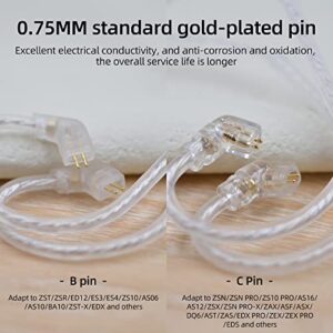 KZ ZS3 ZS5 0.75mm 2 pin Upgrade Silver Plate Replacement Earphones Cable for KZ Earphones (Silver)