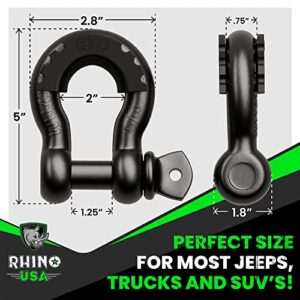 Rhino USA D Ring Shackle 41,850lb Break Strength – 3/4” Shackle with 7/8 Pin for use with Tow Strap, Winch, Off-Road Jeep Truck Vehicle Recovery, Best Offroad Towing Accessories