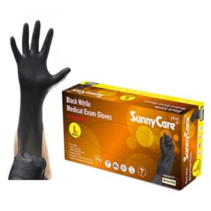 5.0 Mil Sunnycare #8903 Black Nitrile Medical Exam Gloves Powder Free Size: Large 1000pcs/case ;100pcs/box;10boxes/case