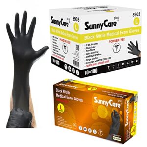 5.0 mil sunnycare #8903 black nitrile medical exam gloves powder free size: large 1000pcs/case ;100pcs/box;10boxes/case