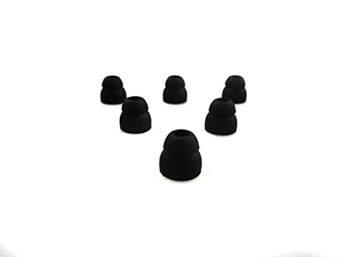 3 Pairs Black Double Flange Silicone Earbuds EarTips 5mm Connector for Beats by dre Powerbeats 2 Wireless Sennheiser IE6 IE7 IE8 Earphones