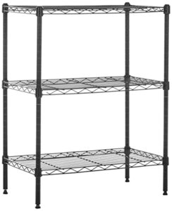 amazon basics 3-shelf adjustable, heavy duty storage shelving unit (250 lbs loading capacity per shelf), steel organizer wire rack, black, 23.2"l x 13.4"w x 30"h