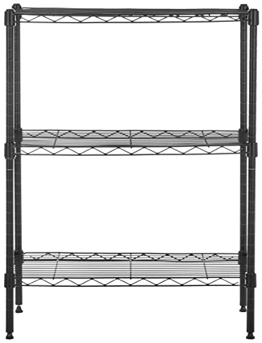 Amazon Basics 3-Shelf Adjustable, Heavy Duty Storage Shelving Unit (250 lbs loading capacity per shelf), Steel Organizer Wire Rack, Black, 23.2"L x 13.4"W x 30"H