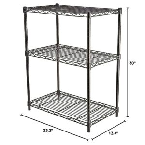 Amazon Basics 3-Shelf Adjustable, Heavy Duty Storage Shelving Unit (250 lbs loading capacity per shelf), Steel Organizer Wire Rack, Black, 23.2"L x 13.4"W x 30"H