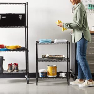 Amazon Basics 3-Shelf Adjustable, Heavy Duty Storage Shelving Unit (250 lbs loading capacity per shelf), Steel Organizer Wire Rack, Black, 23.2"L x 13.4"W x 30"H