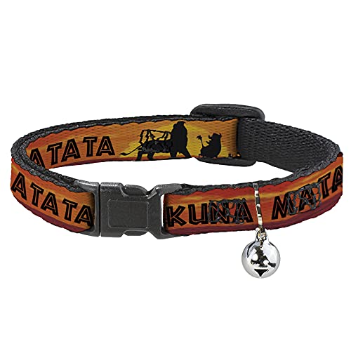 Buckle-Down Breakaway Cat Collar - Lion King HAKUNA MATATA Sunset Oranges/Black - 1/2" Wide - Fits 8-12" Neck - Medium