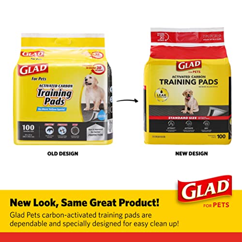 Glad for Pets Black Charcoal Puppy Pads 23" x 23" | Puppy Potty Training Pads That ABSORB & NEUTRALIZE Urine Instantly | New & Improved Quality Puppy Pee Pads, 100 count