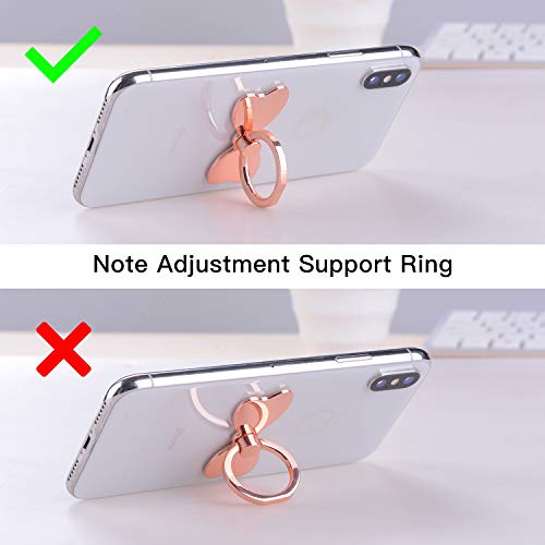 pzoz Metal Cell Phone Finger Ring Stability Holder Back Stand Collapsible Hand Grip Knob Loop Car Mount Hook Kickstand 360 for iPhone Samsung Galaxy Mobile Cute Accessories (Rose Gold)