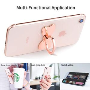 pzoz Metal Cell Phone Finger Ring Stability Holder Back Stand Collapsible Hand Grip Knob Loop Car Mount Hook Kickstand 360 for iPhone Samsung Galaxy Mobile Cute Accessories (Rose Gold)