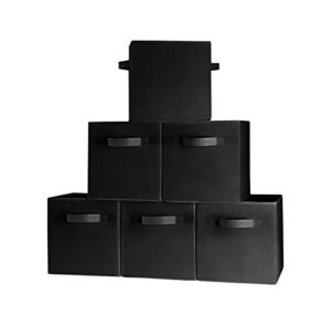 (6-pack, black) durable cloth storage cubes with two handles, for shelves baskets bins containers home decorative closet organizer household fabric cloth collapsible box toys storages