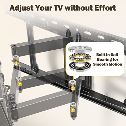 Mounting Dream UL Listed TV Wall Mount for Most 42-84” TVs, Premium Ball Bearings Design for Ultra-Slim TV’s Smooth Moving, Full Motion TV Mount with Articulating Arm, Max VESA 600x400mm and 100LBS