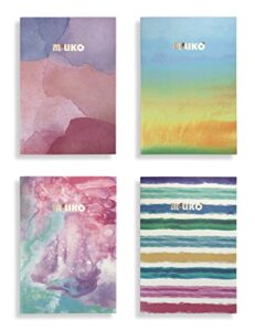 miliko a5 watercolor series softcover notebooks/journals/diary set-8.27 inches x 5.67 inches-4 unique designed notebooks per pack