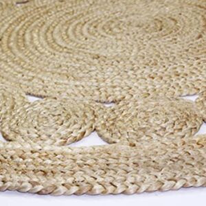 COTTON CRAFT Jute Braided Area Rug - Boho Farmhouse Rustic Vintage Area Accent Throw Rug - Handwoven Reversible Natural - Living Room Den Study Home Décor Gift - 4 Feet Round - Natural