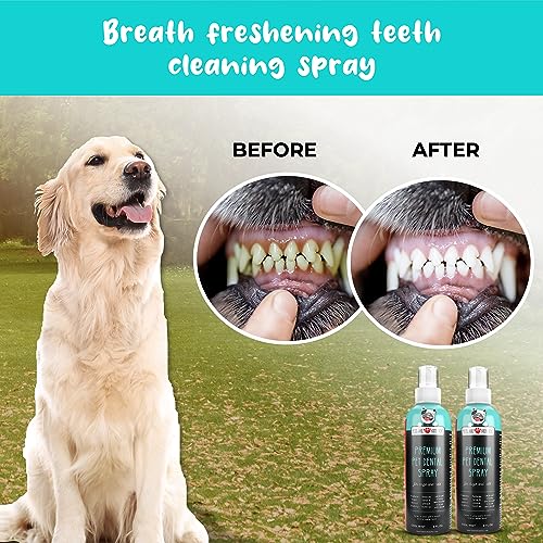 Premium Pet Dental Spray (Large - 8oz): Eliminate Bad Dog Breath & Bad Cat Breath! Fights Plaque, Tartar & Gum Disease Without Brushing! Add to Water! Digestive Aid!