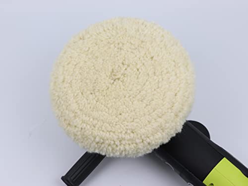 Woolous 7 inch Wool Buffing Pad- Pure Wool polishing Pad Bonnet with Hook and Loop for Car Motorcycle - Furniture Buffer Polisher Sanding