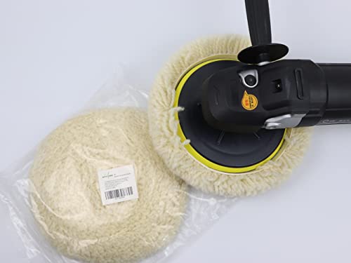 Woolous 7 inch Wool Buffing Pad- Pure Wool polishing Pad Bonnet with Hook and Loop for Car Motorcycle - Furniture Buffer Polisher Sanding