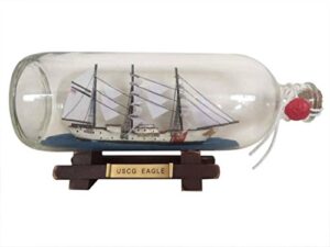 hampton nautical united states coast guard uscg eagle model ship in a glass bottle, 9" , white,96 months to 600 months
