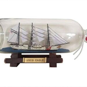 Hampton Nautical United States Coast Guard USCG Eagle Model Ship in A Glass Bottle, 9" , White,96 months to 600 months