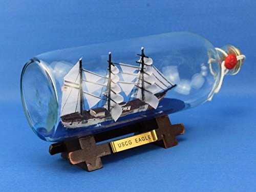 Hampton Nautical United States Coast Guard USCG Eagle Model Ship in A Glass Bottle, 9" , White,96 months to 600 months