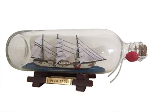 Hampton Nautical United States Coast Guard USCG Eagle Model Ship in A Glass Bottle, 9" , White,96 months to 600 months