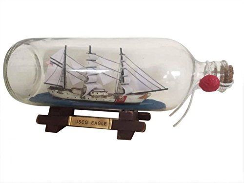 Hampton Nautical United States Coast Guard USCG Eagle Model Ship in A Glass Bottle, 9" , White,96 months to 600 months