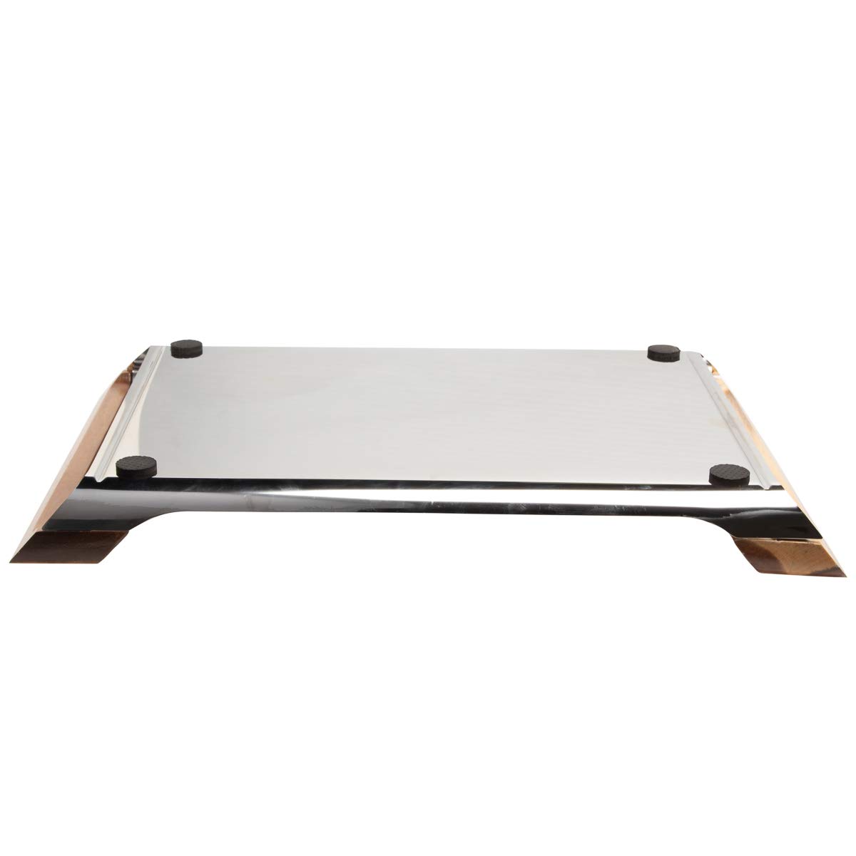 Savora Avenue Stainless Steel Bar Tray with Acacia Handles, 11" x 14", Silver