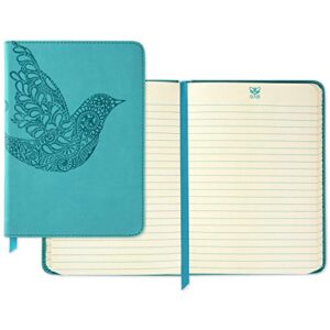 hallmark soft cover journal with lined pages (scroll bird, teal) (5hwj6935)