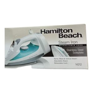 hamilton beach retractable cord iron, 14212, durable stainless steel soleplate for smooth glide over fabrics