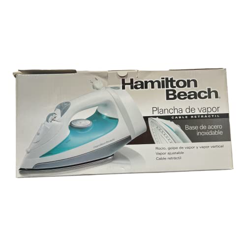 Hamilton Beach Retractable Cord Iron, 14212, Durable stainless steel soleplate for smooth glide over fabrics