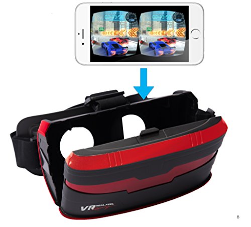 VR Real Feel Virtual Reality Car Racing Gaming System with Bluetooth Steering Wheel and Headset Goggles Viewer Glasses for iOS iPhone and Android