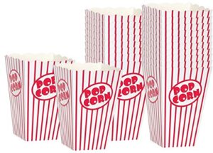 kedudes movie night popcorn boxes for party (20 pack) - paper popcorn buckets - red and white popcorn bags for popcorn machine, movie theater decor popcorn container, carnival & movie night supplies